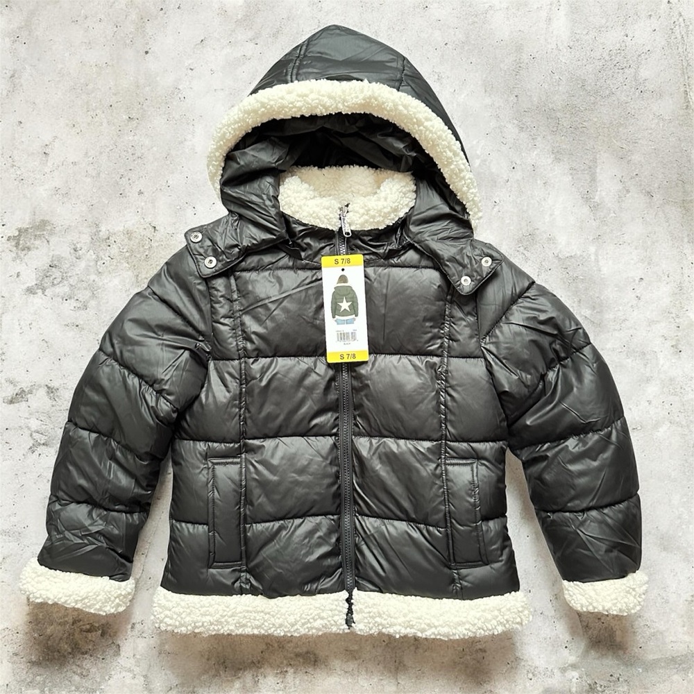 Sam Edelman Black Youth Jacket with Cream Trim. Star Accent Back NEW